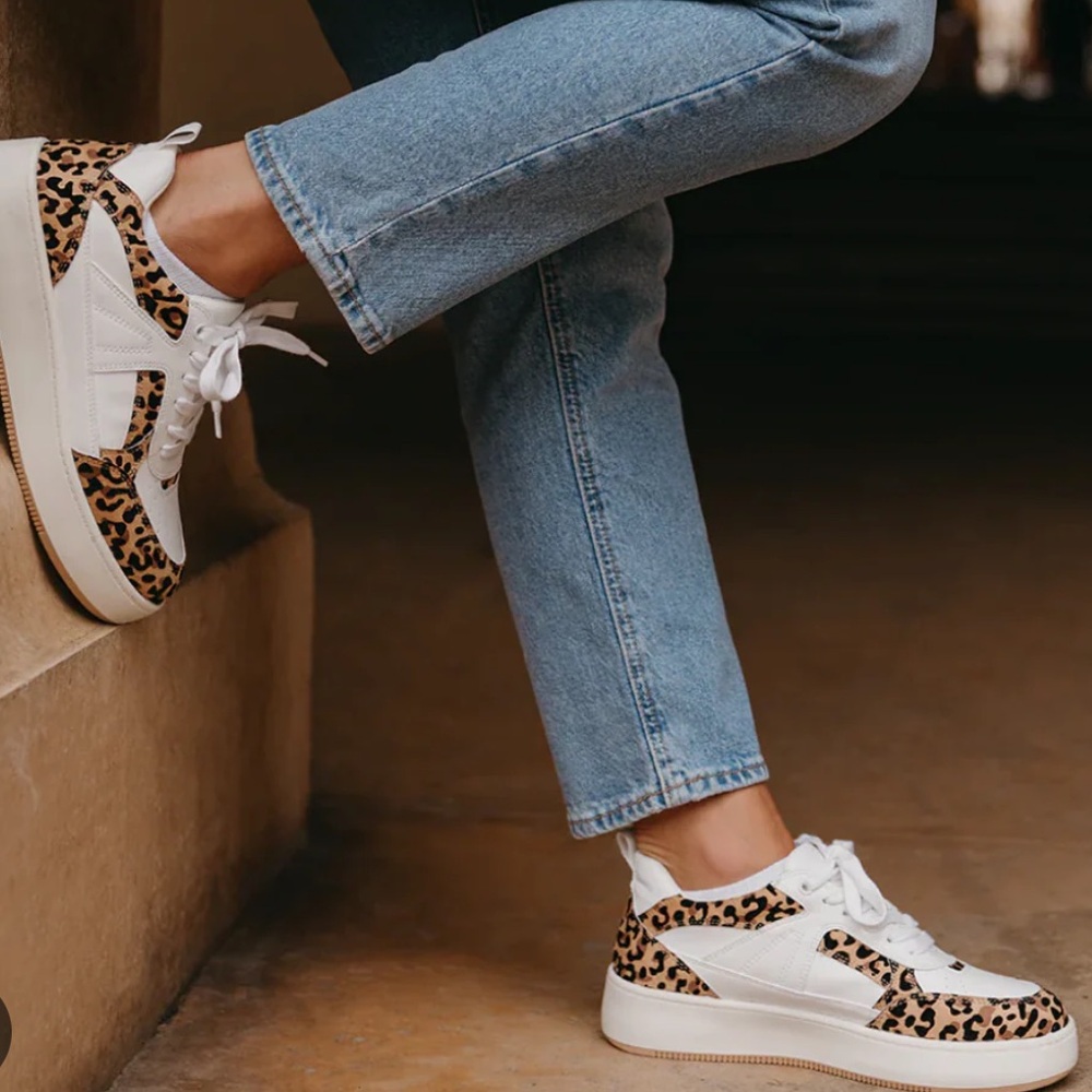 MIA Women's Dice Sneakers in Leopard and White